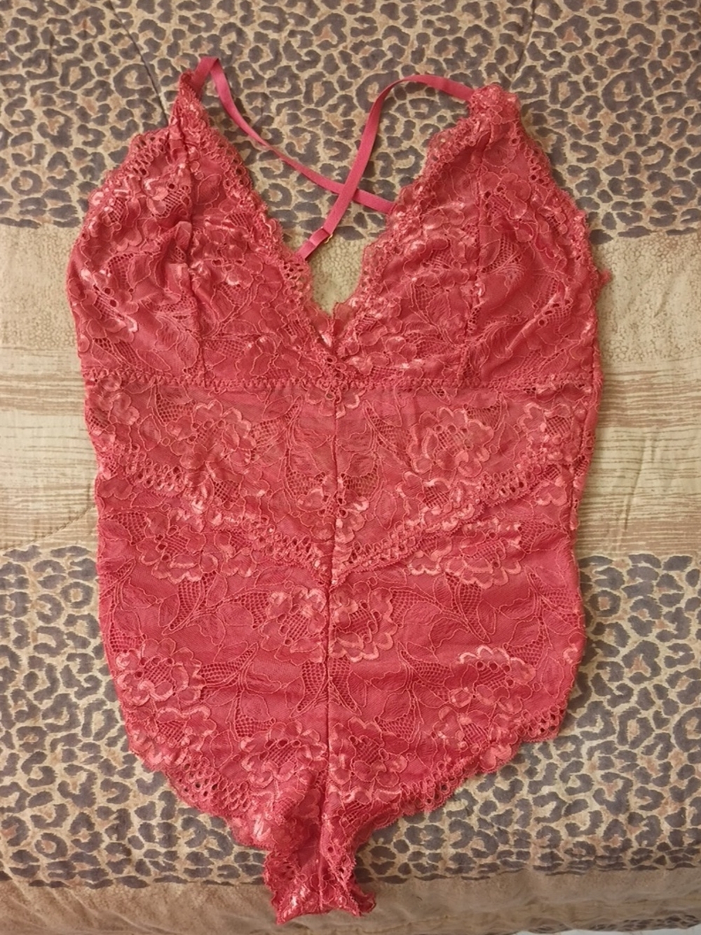 Lace V-Neck Chemise Bodysuit